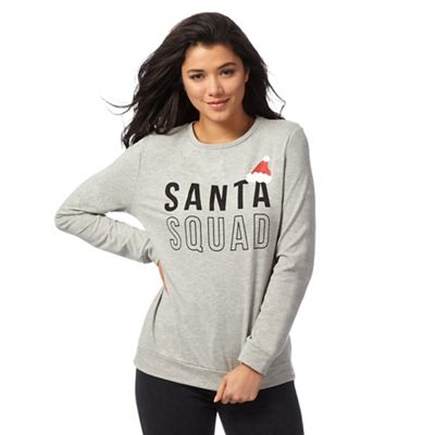 Red Herring Light grey 'Santa squad' print sweater
